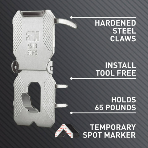 Heavy Duty Drywall Picture Hanger That Holds Up To 65 Pounds, Installs In Seconds With A Quick Push, No Tools Required For Fast, Stud-Free Mounting Of Frames, Mirrors, And Other Decor with hardened steel claws and temporary spot marker