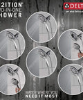 Arvo 14 Series Chrome Bathtub Shower Faucet Set With In2ition 2 In 1 Dual Shower Head And Handheld Spray Combo display