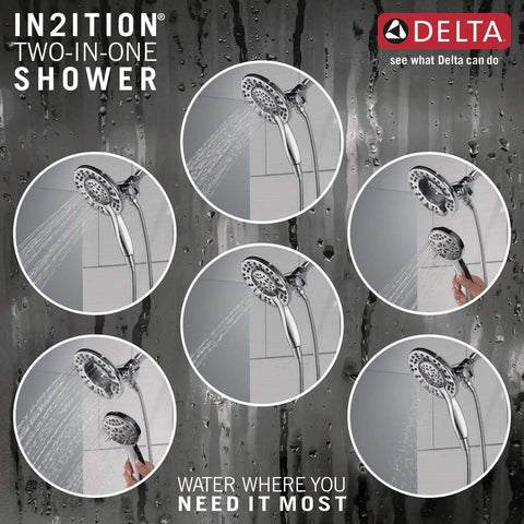 Arvo 14 Series Chrome Bathtub Shower Faucet Set With In2ition 2 In 1 Dual Shower Head And Handheld Spray Combo display