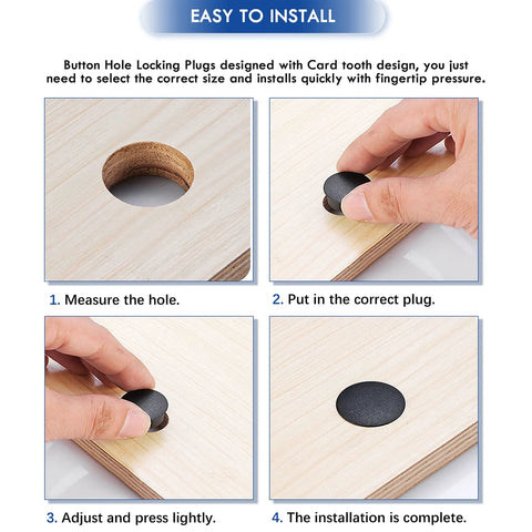 Installation steps for 250 Piece Nylon Hole Plugs Set In 8 Sizes 1/4 To 1 Inch Black Flush Panel Knockout Locking Plugs