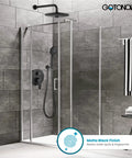 Wall-mounted 10 Inch Round Rainfall Shower Head Kit With 3 Modes And 6 Function Handheld Spray in Matte Black bath setup