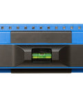 Front view of ProSensor 710 Plus 13 Sensor Stud Finder with Wood and Metal Detector, blue with a built-in bubble level, made in the USA.