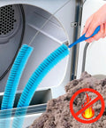 Dryer Vent Cleaning Kit With Flexible Vacuum Hose Attachment For Most Vacuums Lint Brush in use with no-lint fire symbol