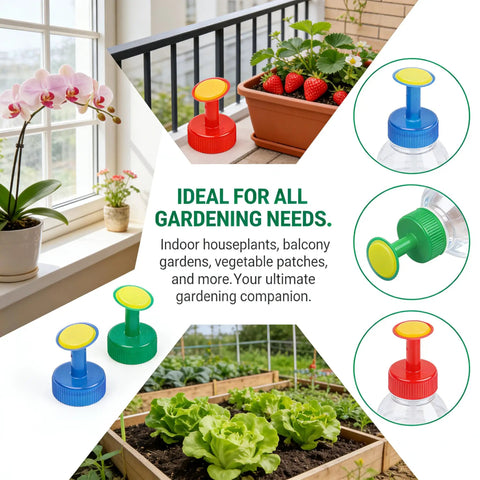 Three Pack Bottle Cap Sprinkler Nozzles For DIY Irrigation Easy Connect Universal Thread Fit with indoor and outdoor use.