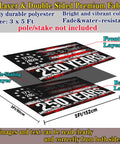 3 Ply 250 Year American Anniversary Flag Durable Outdoor 3x5 Ft Double Sided Patriotic Banner For Fourth Of July diagram