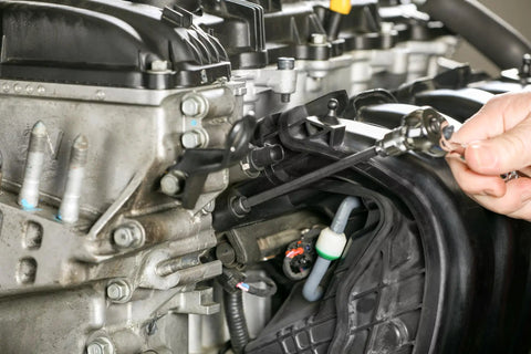 Using Extra Long Metric Hex Bit Socket Set with S2 Bits for max torque on automotive engine with heat treated chrome vanadium socket.