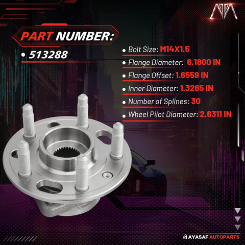 Front Wheel Hub Bearing Assembly 5 Lug With ABS Direct Fit Replacement For Buick Allure Lacrosse Regal, Cadillac CTS XTS, Chevy Equinox