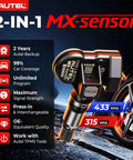 MX Sensor 315 Plus 433MHz Universal TPMS Sensor For Cars And SUVs Tire Pressure Monitoring System EZ Install Relearn Ready High Accuracy Durable Build Ideal Replacement Tire Sensor 2 Year Warranty, black sensor with 315/433 MHz label