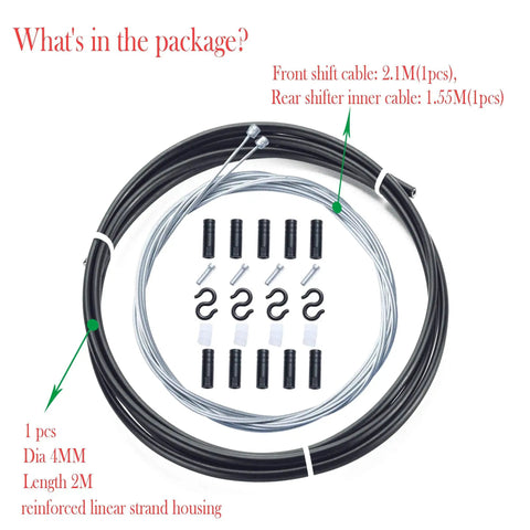 Ready To Roll Universal Bike Shift Cable Housing Kit For Shimano Sram Derailleur with cables, crimps, and ferrules