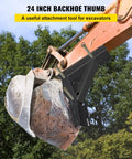 Badass Heavy Duty 24 Inch Excavator Hydraulic Thumb Backhoe Attachment Bolt On Kit on excavator lifting a rock