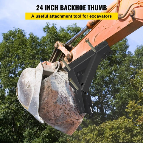 Badass Heavy Duty 24 Inch Excavator Hydraulic Thumb Backhoe Attachment Bolt On Kit on excavator lifting a rock