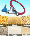 Automatic Screw Feeder And Grain Auger Conveyor for heavy-duty powder and sand transport, 1500W industrial device with hose and grains.