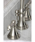 Governor Widespread Lavatory Faucet With Brass Pop Up And Metal Lever Handle In Brushed Nickel 8 Inch Spread Quarter Turn Ceramic Cartridge
