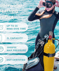 Diver with Portable 2L Mini Scuba Tank Kit With Backpack DOT Certified Regulator Aluminum Tank for underwater adventures