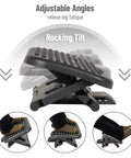 Under Desk Foot Rest For Ergonomic Comfort, Height Adjustable From 3.25 To 6.25 Inches, Massage Textured Surface, Black