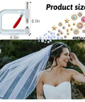 All In One Pearl Setting Kit With 4085 Beads And Nails For DIY, showing the hand press tool and decorative pearls on a veil.