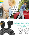 Image of 50 Foot 30 Amp N14-30P To N14-30R Dryer And EV Charging Extension Cord, 4 Prong STW 10 Gauge, 125V/250V Heavy Duty Cable