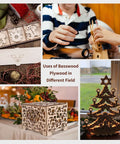 Basswood plywood sheets, 12x12x1/8 in (3mm), 24-pack; collage of laser-cut ornaments, windmill model, box, Christmas tree