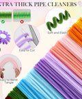 Extra thick pipe cleaners from Massive 540 Piece Pipe Cleaners Craft Kit With 15 Designs Guiding Book For DIY Flower Bouquets And Party Decor Totally Dope Multicolor 12In Long 7Mm Wide Includes Chenille Stems Floral Wires And Stamen, showing softness and elasticity