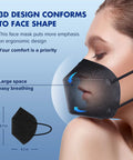 Woman wearing KN95 Face Mask Five Layer Cup Shaped Respirator With Breathable Comfort And High Filtration For Daily Dust And Pollutants