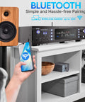 Beast Bluetooth Home Stereo Amplifier With 3000 Watts Max Power 1500 Watts RMS Multi Channel Receiver on shelf with speaker