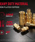 60 Piece 1/4 Inch NPT Air Hose Fittings Quick Connect Coupler And Plug Kit For Air Compressor showcasing heavy-duty copper fittings.