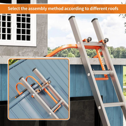 Two In One Ladder Stabilizer For Roof Access With Horizontal And Vertical Ridge Extensions Rubber Grip T Bar Heavy Duty Build