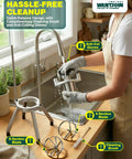 Person cleaning Commercial Lemon Wedger With Dual 4 And 8 Wedge Blades, 3 Second Fast Cut, V Shaped Stainless Steel Blade at a sink
