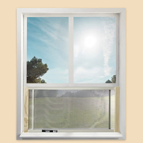 Adjustable Window Screen For 15 To 25 Inch Openings, 10 Inch High, No Tool Needed Setup in window with smooth glide rails