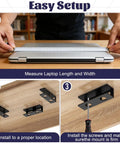 Easy setup for Slick Under Desk Laptop Mount Game Changer For Compact Home Offices featuring adjustable brackets.