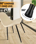 Silicone Chair Leg Protectors Set, 32 Pcs Thick Elastic Floor Caps For Hardwood Floors, black cap detail on beige chair leg