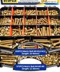 Tough As Nails 1425Pcs Grade 8.8 Metric Bolt And Nut Assortment Kit Featuring Zinc Plated Steel For Heavy Machinery And Weekend Warrior Projects With M4 Through M12 Sizes And Compact Carry Case organized bolts and nuts in a storage box