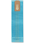 Single blue vacuum bag from Nine Pack Single Wall Filtration Vacuum Bags For Upright Vacuums, featuring top label