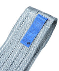 Heavy Duty Two Leg Bridle Web Sling Polyester Lifting Strap With Tough Steel Grab Hooks 6.56 Feet Long close-up of fabric and label