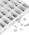 Stainless Steel Nuts And Bolts Assortment Kit, 810 Piece Diy Hardware Set With M3 M4 M5 M6 Phillips Pan Head Screws, Machine Screws, Washers, And Clear Storage Box For Home Improvement Projects shown in compartments
