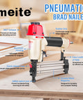 18 Gauge Pneumatic Brad Nailer Kit With 2000 Nails Included Lightweight Finish Nail Gun for trim and molding on wooden table