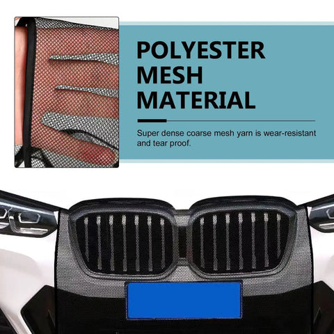 Top Rated Heavy Duty Grille Mesh Guard For Tesla Cybertruck 2024 Plus Radiator Cover showing durable polyester mesh material.