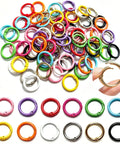 72 Pcs Vibrant Key Rings Bulk Set Multi Color Bag Charms Keychain Kit Sturdy Zinc Alloy DIY Supplies For Bags Durable 12 Shades Gold Silver Purple Pink Red Orange Yellow White Green Black Awesome For Creative Styling Organization Storage. 23.5mm zinc alloy ring set, assorted colors, one held by hand