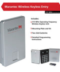 Wireless Keyless Garage Entry System With PIN Access For Up To Four Doors shown with keypad module and accessories.