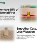 Top Notch Dovetail And Relief Router Bit Bundle Straight Up Delivers Cleaner Grooves with waste removal for precise routing.