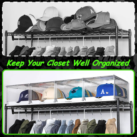 Stackable Hat Organizer Rack With Smooth Sliding Tray Keep Your Favorite Baseball Caps And Beanies Legit Tidy In This No Sweat 2 Pack For Cabinet Shelves