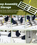 Step-by-step assembly of Lawn Leveling Rake With Adjustable Stainless Steel Handle, 6.5 Ft Extendable Pole, 30 x 10 Inch Leveling Head