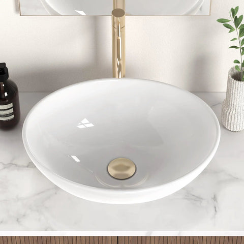 Premium Oval Ceramic Vessel Sink For Bathroom Vanity Countertop Glossy White Porcelain Bowl Above Counter on marble countertop