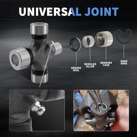 1330 to 1350 Series Conversion U Joint Greaseable Universal Joint 1.062 x 3.625 to 1.188 x 3.625 Steel Outside Snap Ring