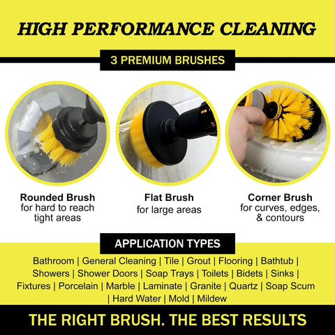 Power Scrub Drill Brush Attachment Set For Bathroom Tile Grout Cleaning Transform Your Cordless Drill Into A Mighty Deep Clean Scrubber With Durable Bristle Options And Multiple Sizes For Effortless Scrubbing On Floors Tiles And Grout. 3 nylon brush types