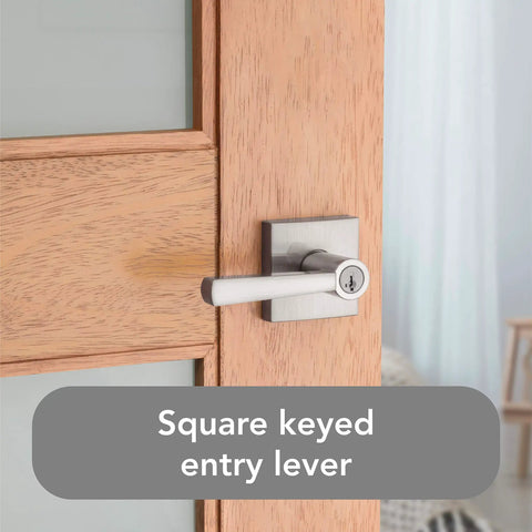 Spyglass Entry Door Handle Reversible Lever With Keyed Lock And SmartKey Rekey Technology Microban Protection Satin Nickel Finish