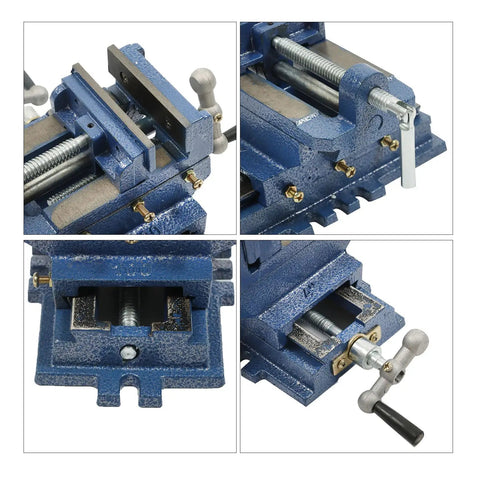 Rock Solid Cast Iron Cross Slide Vise delivering sick X Y compound glide for your drill press and CNC milling rig, showing detailed views.
