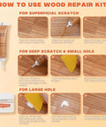 Instruction guide for DIY Wood Repair Kit for Scratches and Cracks on Hardwood, Laminate, Vinyl Floors and Furniture, 12 Color Fillers