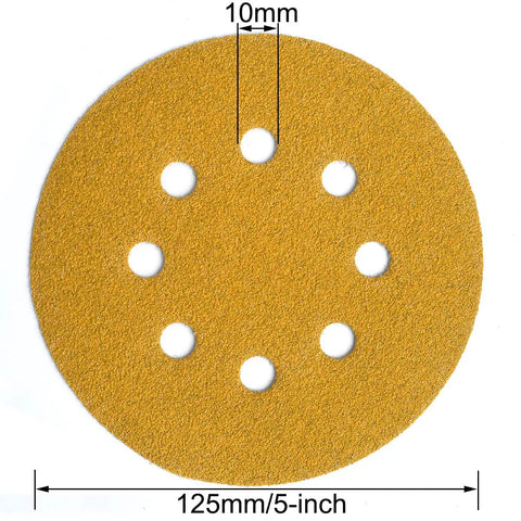 5-Inch 80-Grit Hook And Loop Sanding Discs, 8-Hole For Random Orbit Sanders, 100-Pack, Pro-Grade Aluminum Oxide Sandpaper With Velcro