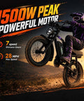 U12 Electric Fat Tire Bike For Adults With 1500W Peak Motor 48V 20Ah Removable Battery Full Suspension 20 Inch Fat Tires 7 Speed